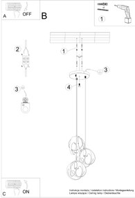 Závesné svietidlo Tulos 3p, 3x biele kovové tienidlo
