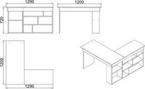 Pracovný stôl Cilo White and Atlantic Pine