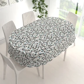 Biante Dekoračný oválny obrus Leona LN-059 Tyrkysovo-čierna mozaika 130x200 cm
