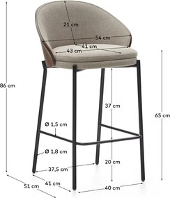 Hnedo-béžová barová stolička (výška sedadla 65 cm) Eamy – Kave Home
