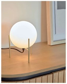 Stolová lampa so skleneným tienidlom v bielo-zlatej farbe (výška 22 cm) Seina - Kave Home
