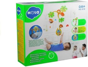 LEAN Toys Kolotoč nad postieľku s hracou skrinkou a hrkálkami pre bábätká