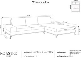Kráľovskymodrá rozkladacia rohová pohovka so zamatovým poťahom Windsor & Co Sofas Astre, pravý roh