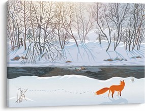 Obraz - Líška v zimnej krajine (70x50 cm)