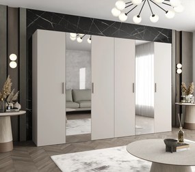 Šatníková skriňa 300 cm Borry 2 (kašmír + strieborná). Akcia -20%. Vlastná spoľahlivá doprava až k Vám domov. 1125853