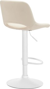 Barová stolička Camden - koženka, biely rám - Krémová