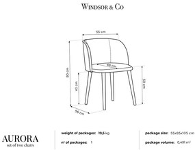 Šedá Zamatová stolička Aurora dĺžka 55 × šírka 56 × výška 80 cm WINDSOR & CO