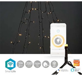 Nedis WIFILXT01W200 - LED Vianočný záves 200xLED/8 funkcií 10x2m IP65 Wi-Fi Tuya