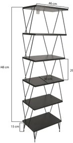 Knižnica BALABAN 165x48 cm antracit/čierna