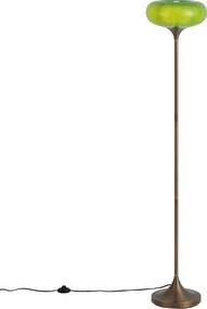 Retro stojaca lampa tmavobronzová so zeleným skleneným tienidlom 150 cm - Glaze