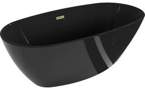 Mexen Eris, voľne stojaca vaňa 170 x 80 cm, čierna,  zlatý lesklý prepad, 53441708070-50