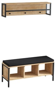 Nástenný vešiak s lavicou Shana Oak and Black