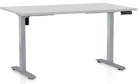 Výškovo nastaviteľný stôl OfficeTech B, 120 x 80 cm, sivá podnož, svetlo sivá