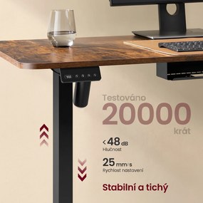 Rohový výškově nastavitelný pracovní stůl Vasagle Grey 160 cm hnědý/černý