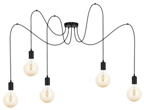 Luster na lanku MIROS 5xE27/60W/230V pavúk čierna