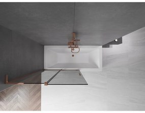 Mexen Velar L, 2-krídlová posuvná vaňová zástena 110 x 150 cm, 8mm šedé sklo, ružové zlato, 896-110-003-41-60