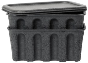 Ferm Living Úložný box s vekom Paper Pulp Small Charcoal – set 2 ks