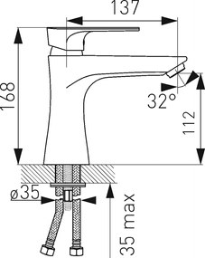 Novaservis Novaservis, umyvadlová stojánková batérie ALGEO SQUARE chrómová, BAQ2
