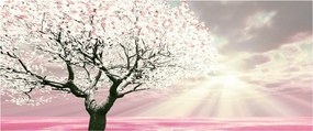 Ružový obraz stromu (120x50 cm)