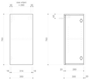 Sapho Sapho, ESPACE skrinka 35x78x32cm, 1x dvierka, ľavá/pravá, biela lesk, ESC630-3030