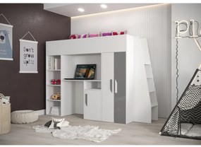 Detská kombinovaná posteľ 90 cm Puro 15 (matná biela + biely lesk + sivý lesk). Vlastná spoľahlivá doprava až k Vám domov. 1087097
