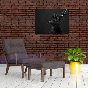 Sklenený obraz - Portrét jeleňa (70x50 cm)