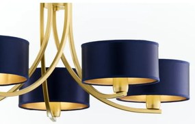 Jupiter 2094 - Závesný luster na reťazi ARTHUR 5xE27/15W/230V modrá/zlatá