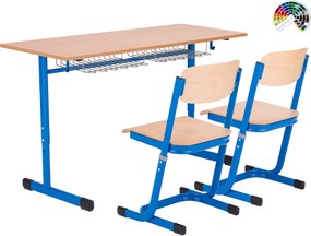 Školská žiacka Dvojmiestna lavica VARIOFLEX nastaviteľná, rôzne farby a veľkosti