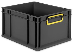 Sada 8 kusov - Eurobox Next Gen 2.0 Cycle - Stohovateľný kontajner s uzavretými rukoväťami - Žltý - 400 x 300 x 220 mm - Antracit