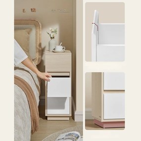 Nočný stolík ROBIN, 30x25x65cm, biela/béžová Vasagle