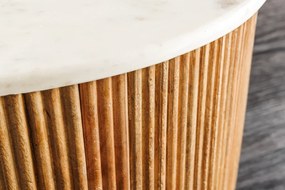 Konferenčný stolík TRES 60cm okrúhly mangovníkové drevo prírodné s bielou mramorovou doskou