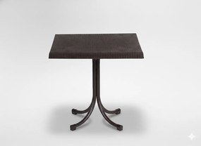 Garden Line PLASTOVÝ ZÁHRADNÝ STÔL NA JEDNEJ NOHE  SO VZOROM RATAN 80 x 80 x 73 CM HNEDÝ