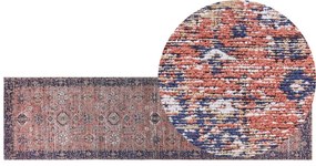 Bavlnený koberec 80 x 300 cm červená/modrá KURIN Beliani