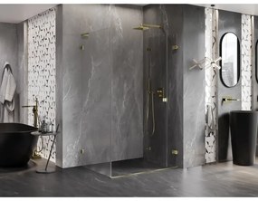 Mexen Lunar-F L, 1-krídlový sprchový kút so skladacími dverami, pravý, 95 x 80 cm, 8mm číre sklo, zlatý lesklý profil, 836L-095-080-50-00-P