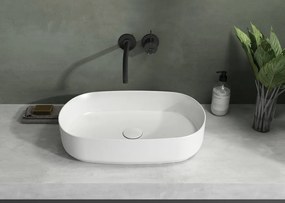 Sapho Sapho, INFINITY OVAL keramické umývadlo na dosku, 55x36 cm, matná biela, 10NF65055-2L