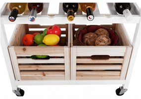 Servírovací stolík na kolieskach Passat - biela / prírodná