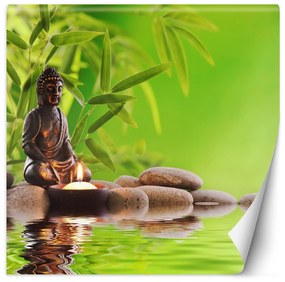 Gario Fototapeta Budha, sviečka a zenové kamene Materiál: Vliesová, Rozmery: 100 x 100 cm