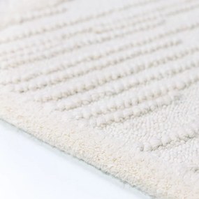 Biely ručne tkaný behúň s prímesou vlny 80x230 cm Sculptured Blocks – Flair Rugs