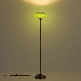 Retro stojaca lampa tmavobronzová so zeleným skleneným tienidlom 150 cm - Glaze