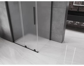 Mexen Velar, sprchový kút s posuvnými dverami 140 x 90 cm, 8mm sklo námraza, čierna matná, 871-140-090-31-70
