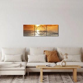 Obraz západ slnka na Korzike (s hodinami) (90x30 cm)