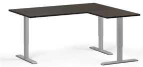 Výškovo nastaviteľný stôl, 160x140 cm, 3 motory, L/P, sivá podnož, wenge