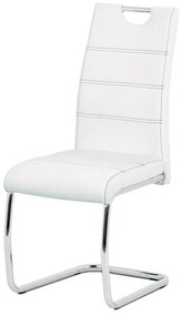 Autronic -  Jedálenská stoličky HC-481 WT, ekokoža biela, biele prešitie/nohy kov, chróm