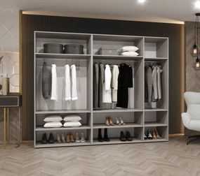 Šatníková skriňa 250 cm Parna 2 (kašmír + zlatá). Akcia -20%. Vlastná spoľahlivá doprava až k Vám domov. 1125953