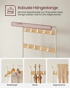 Vešiak na kabáty s lavicou a botníkom, biela farba, 183x72x33,7cm