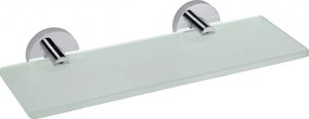 Sapho X-ROUND E sklenená polička 300x130mm, mliečne sklo, chróm XR601