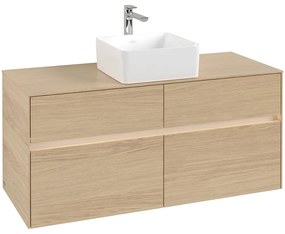 VILLEROY &amp; BOCH Collaro závesná skrinka pod umývadlo na dosku (umývadlo v strede), 4 zásuvky, s LED osvetlením, 1200 x 500 x 548 mm, Nordic Oak, C041B0VJ