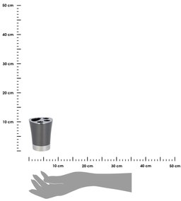 Kúpeľňový pohár na kefky Cuesta, sivá/s chrómovými prvkami, 250 ml