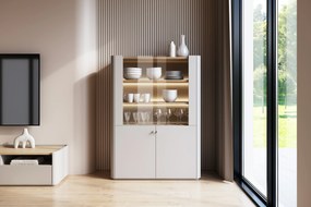 Vitrína Elivo 100 cm dvojdverová - kašmír / olejovaný dub