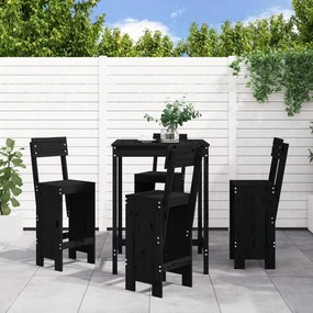 5-dielna záhradná barová súprava čierna borovicový masív 3157803